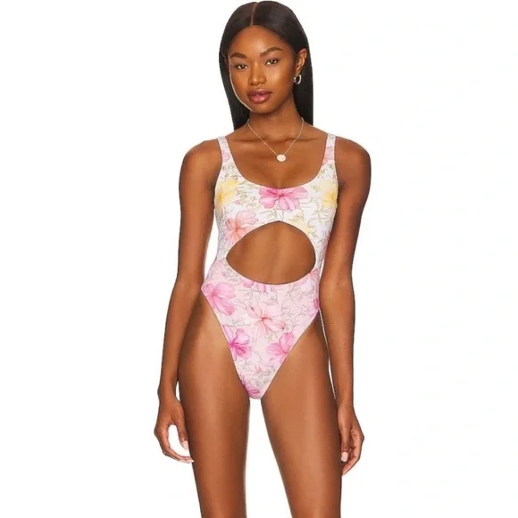 Love Shack Fancy X Hurley Hibiscus Cheeky One Piece Swim Suit Floral Cut… - Picture 4 of 17